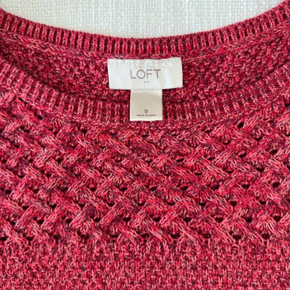 Ann Taylor LOFT Holiday Knit Sweater – 100% Cotton – Red Heather – Size Small - Picture 1 of 14